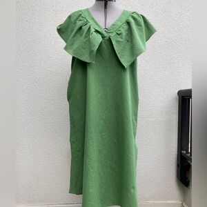 Green Midi Dress with Statement Collar